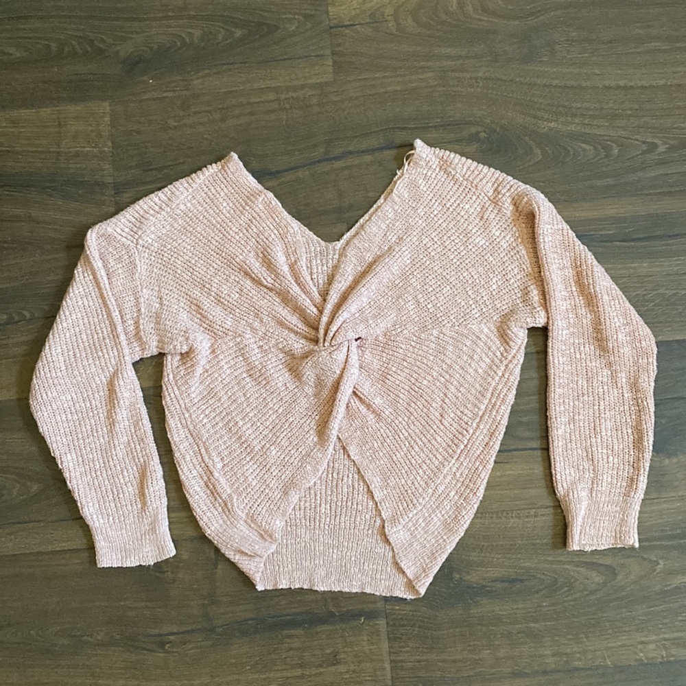 open, knot back sweater